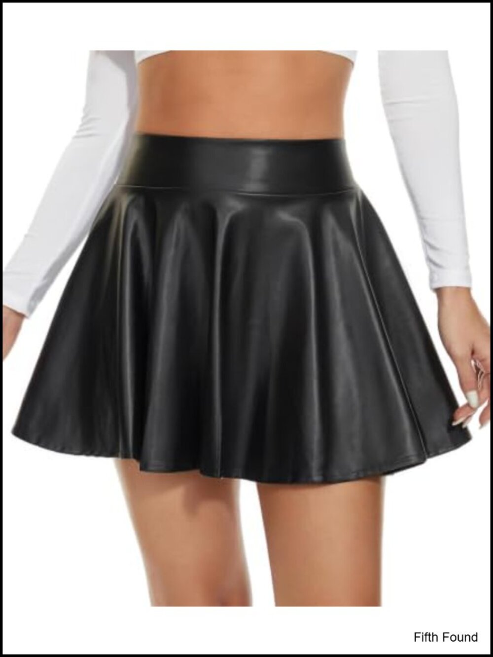 PU Leather High-Waisted A-Line Pleated Skirt